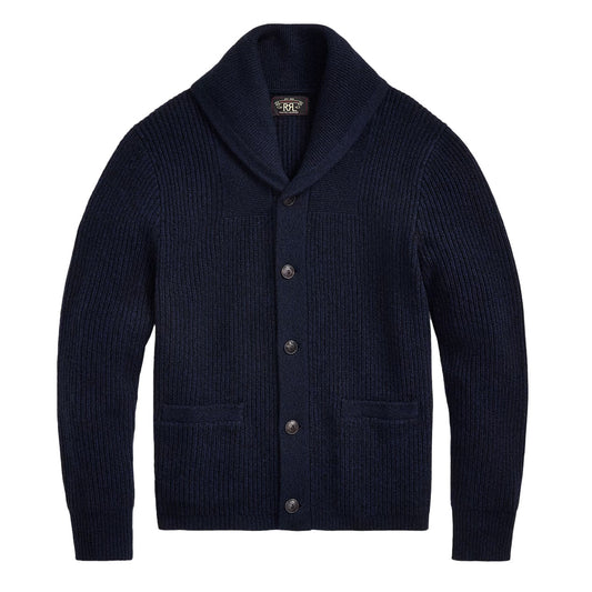RRL By Ralph Lauren Cashmere Shawl-Collar Cardigan Navy Heather - The Sporting Lodge